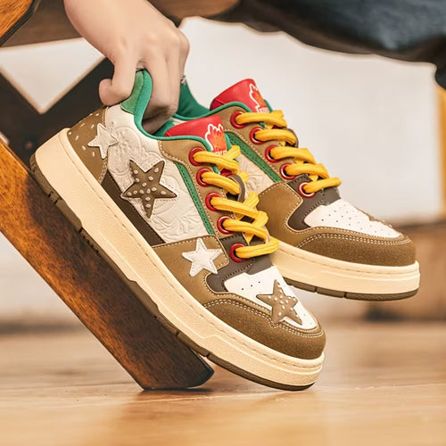 Vintage Style Star-Print Sneakers