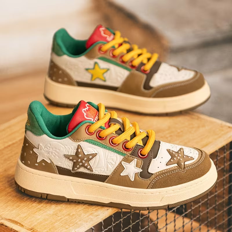 Vintage Style Star-Print Sneakers