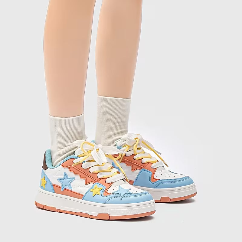 Retro Star-Patterned Sneakers
