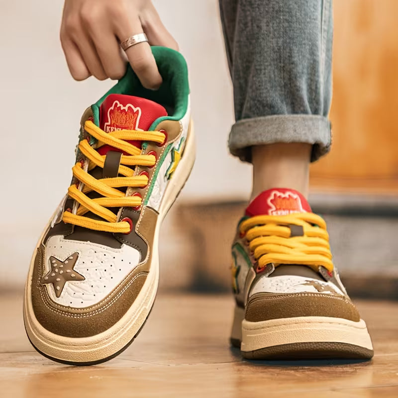 Vintage Style Star-Print Sneakers