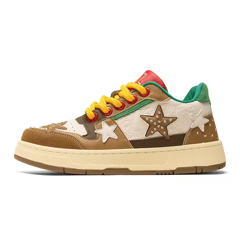Vintage Style Star-Print Sneakers